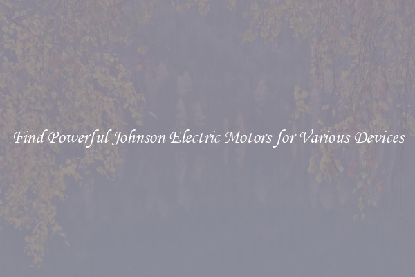 Find Powerful Johnson Electric Motors for Various Devices