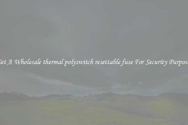 Get A Wholesale thermal polyswitch resettable fuse For Security Purposes